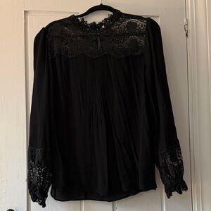 Boden Black Lace Detail Blouse